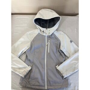 ZeroXposure Womens Softshell Jacket Hooded Houndstooth Grey White Outdoor Size M